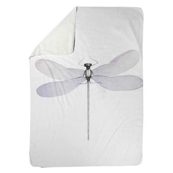 Begin Home Decor 60 x 80 in. Delicate Dragonfly-Sherpa Fleece Blanket - 5545-6080-AN459