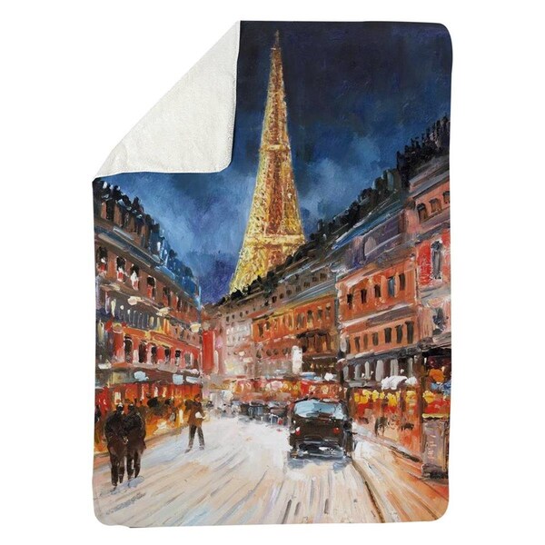 Begin Home Decor 60 x 80 in. Illuminated Paris-Sherpa Fleece Blanket - 5545-6080-CI170