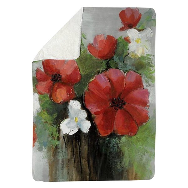 Kd Cuna 60 x 80 in. Abstract Wild Flowers Bundle-Sherpa Fleece Blanket - KD2789925