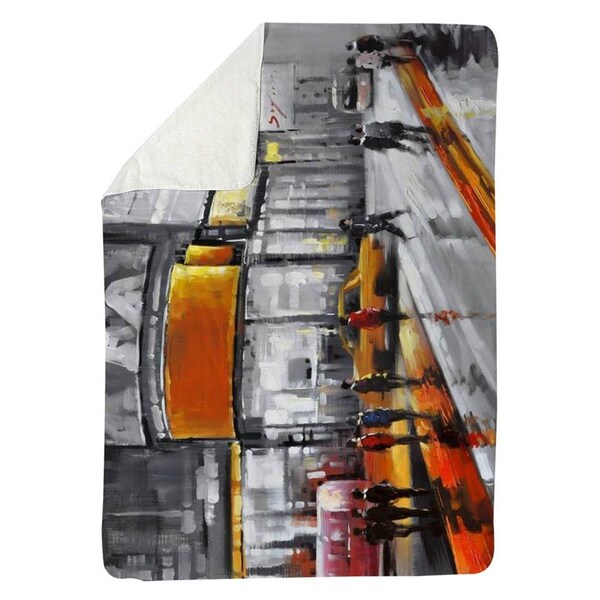 Begin Home Decor 60 x 80 in. Circulation In Times Square-Sherpa Fleece Blanket - 5545-6080-CI30
