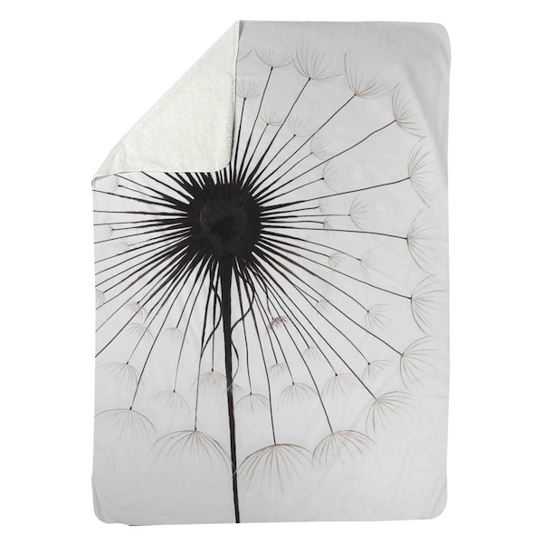 Begin Home Decor 60 x 80 in. Dandelion-Sherpa Fleece Blanket - 5545-6080-FL188