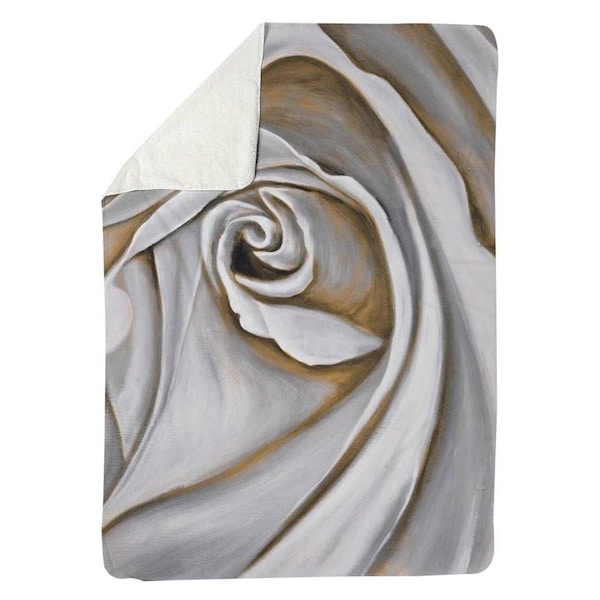 Begin Home Decor 60 x 80 in. White Rose Closeup-Sherpa Fleece Blanket - 5545-6080-FL11