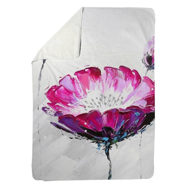 Kd Cuna 60 x 80 in. Pink Wild Flowers-Sherpa Fleece Blanket - KD2786723