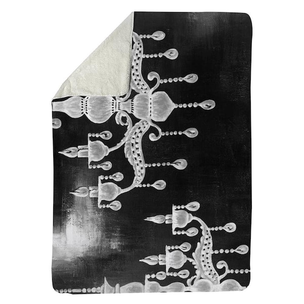 Begin Home Decor 60 x 80 in. White Chandeliers-Sherpa Fleece Blanket - 5545-6080-SL4
