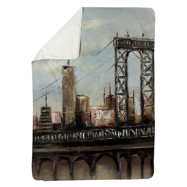 Begin Home Decor 60 x 80 in. City Bridge by A Cloudy Day-Sherpa Fleece Blanket - 5545-6080-CI21
