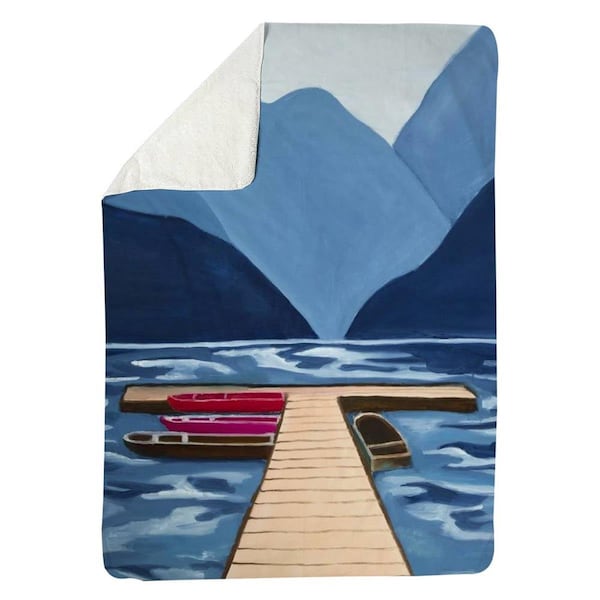 Kd Cuna 60 x 80 in. Lake, Quai & Mountains-Sherpa Fleece Blanket - KD2789932