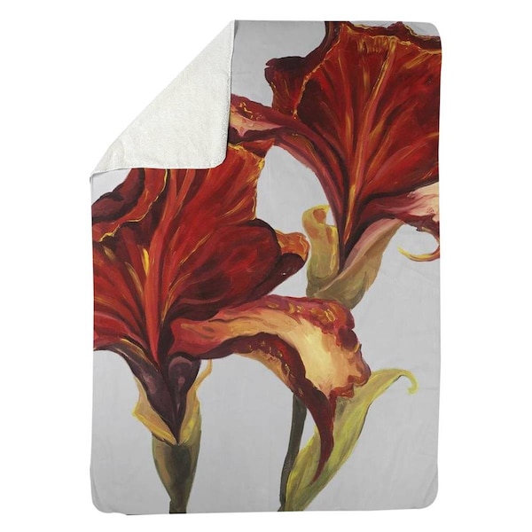 Kd Cuna 60 x 80 in. Lilies with Fall Colors-Sherpa Fleece Blanket - KD2786866