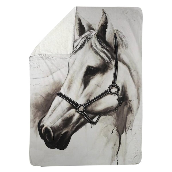 Kd Cuna 60 x 80 in. Flicka The White Horse-Sherpa Fleece Blanket - KD2792449