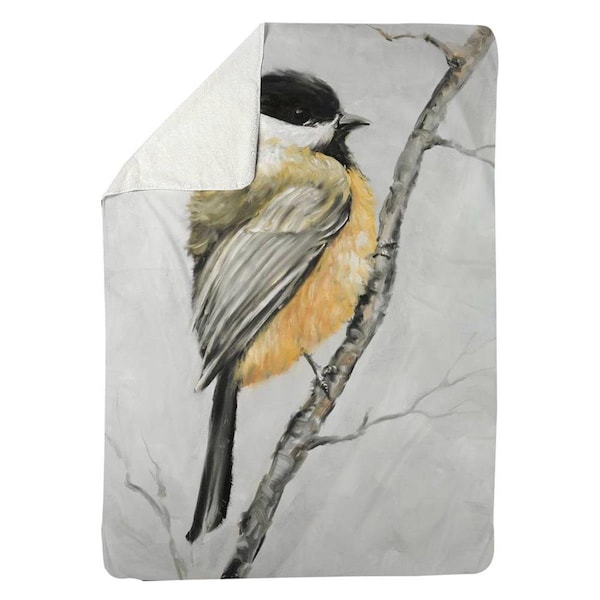 Begin Home Decor 60 x 80 in. Small Coal Tit-Sherpa Fleece Blanket - 5545-6080-AN277