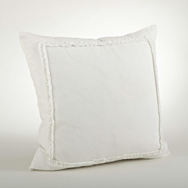 Rlm Distribution SARO  20 in. Square Linen Ruffled Design Throw Pillow - Ivory - HO2657446