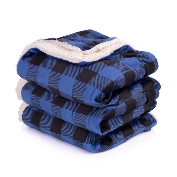 Kd Bufe 50 x 60 in. Buffalo Micro Mink Sherpa Throw Blanket, Royal Black - KD2803560