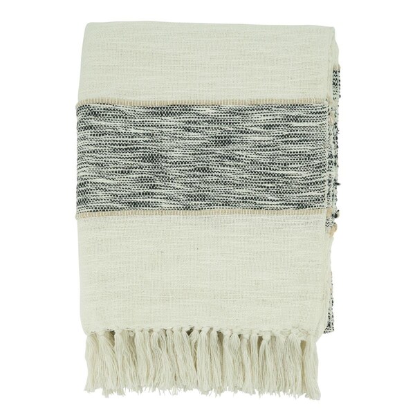 Doba-Bnt 60 x 0.5 x 50 in. Stripe Cotton Throw Blanket, Black - SA3200687