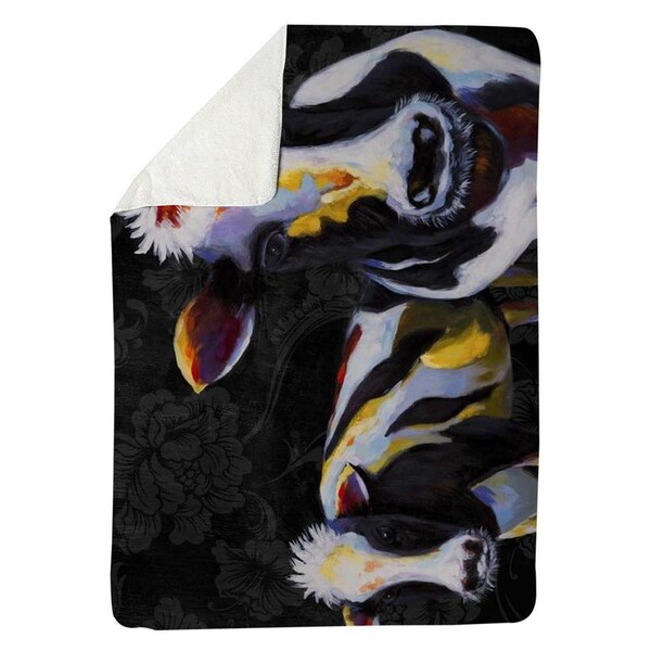 Kd Cuna 60 x 80 in. Two Funny Cows Victorian-Sherpa Fleece Blanket - KD2788999
