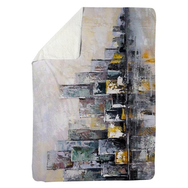 Begin Home Decor 60 x 80 in. Abstract Cityscape in the Morning-Sherpa Fleece Blanket - 5545-6080-CI205