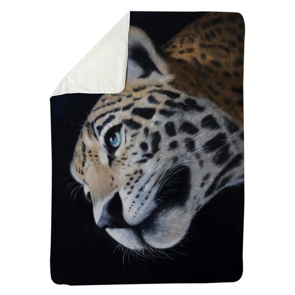 Begin Home Decor 60 x 80 in. Realistic Leopard Face-Sherpa Fleece Blanket - 5545-6080-AN417