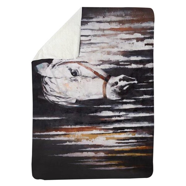 Kd Cuna 60 x 80 in. White Horse in the Dark-Sherpa Fleece Blanket - KD2790052