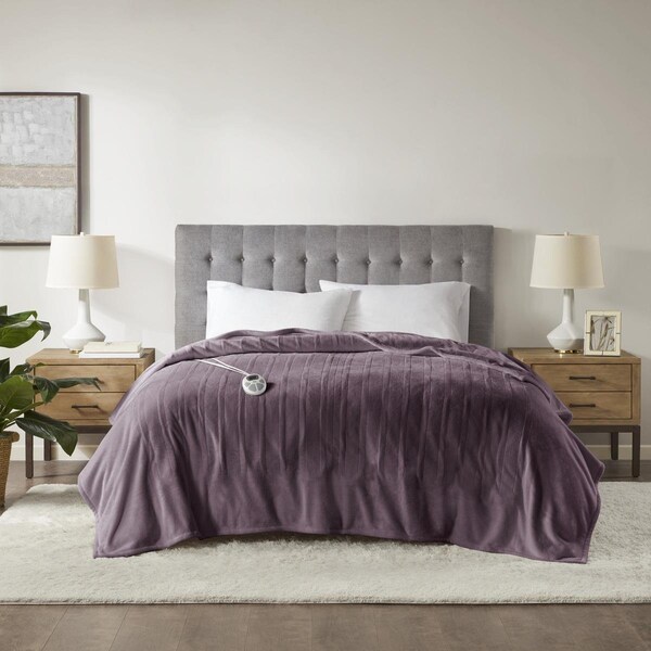 Serta Purple 100 Percent Polyester Microlight Heated Blanket, Queen Size - ST54-0092