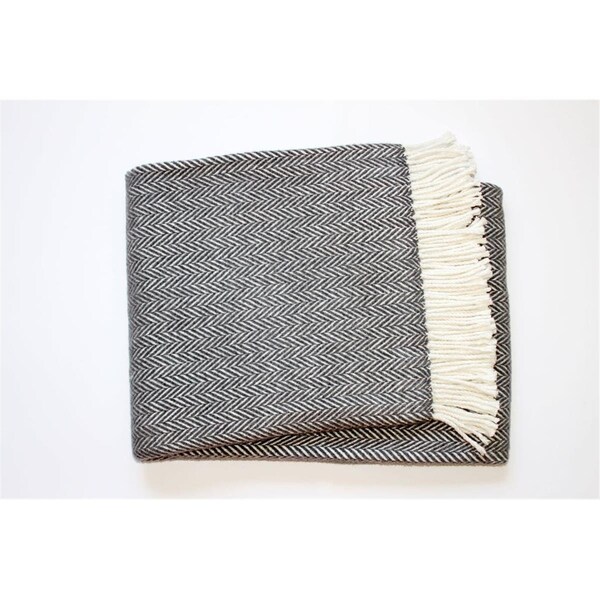 Homeroots Dark Grey & White Dreamy Soft Herringbone Throw Blanket - 474023