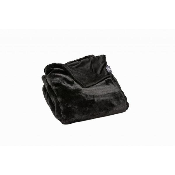 Palacedesigns Premier Luxury Black Super Soft Faux Fur Throw Blanket - PA2627551