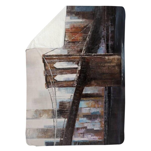 Kd Cuna 60 x 80 in. Urban Brooklyn Bridge-Sherpa Fleece Blanket - KD2789958
