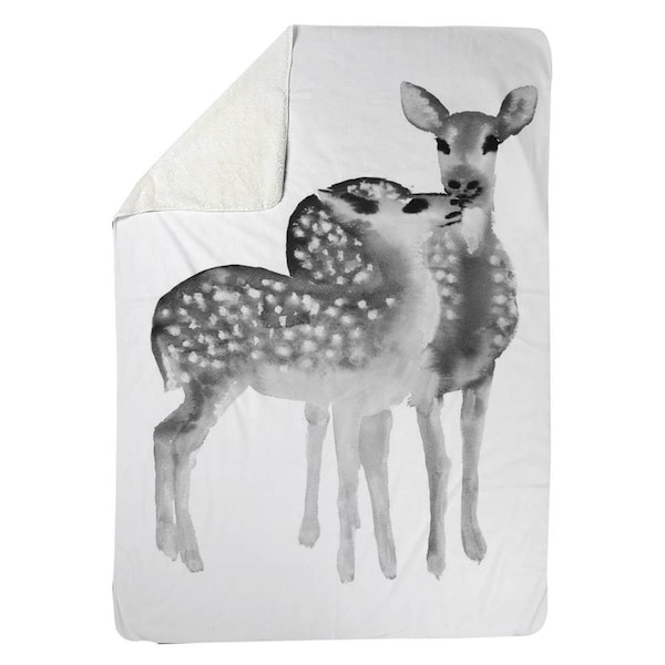 Begin Home Decor 60 x 80 in. Fawns Love-Sherpa Fleece Blanket - 5545-6080-AN454-1