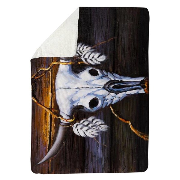 Kd Cuna 60 x 80 in. Hanged Bull Skull-Sherpa Fleece Blanket - KD2790191