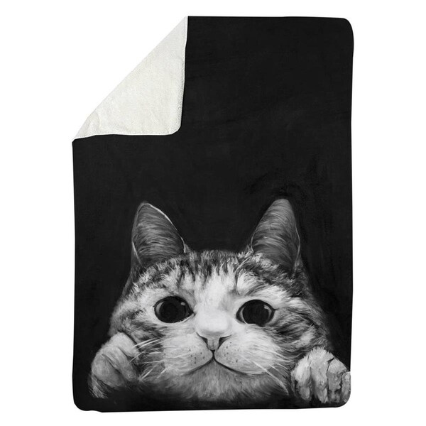 Kd Cuna 60 x 80 in. Curious Cat-Sherpa Fleece Blanket - KD2789004
