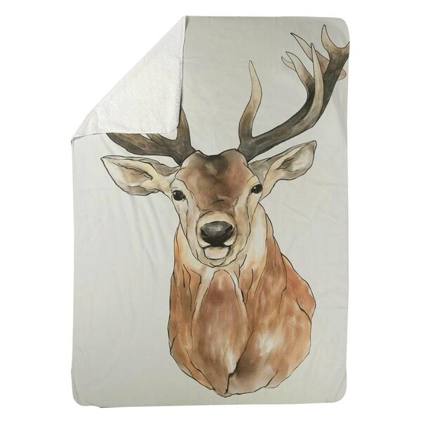 Kd Cuna 60 x 80 in. Front Deer Portrait-Sherpa Fleece Blanket - KD2789016
