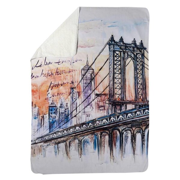 Begin Home Decor 60 x 80 in. Bridge Sketch-Sherpa Fleece Blanket - 5545-6080-CI122