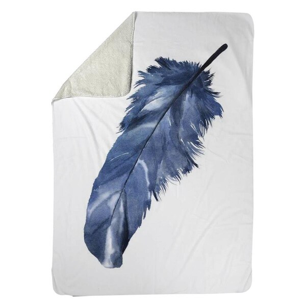 Kd Cuna 60 x 80 in. Blue Feather-Sherpa Fleece Blanket - KD2787897