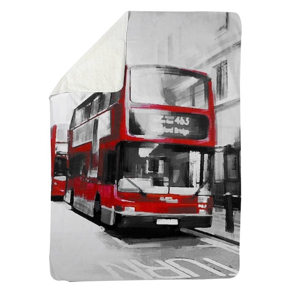Kd Cuna 60 x 80 in. Red Bus Londoner-Sherpa Fleece Blanket - KD3333382