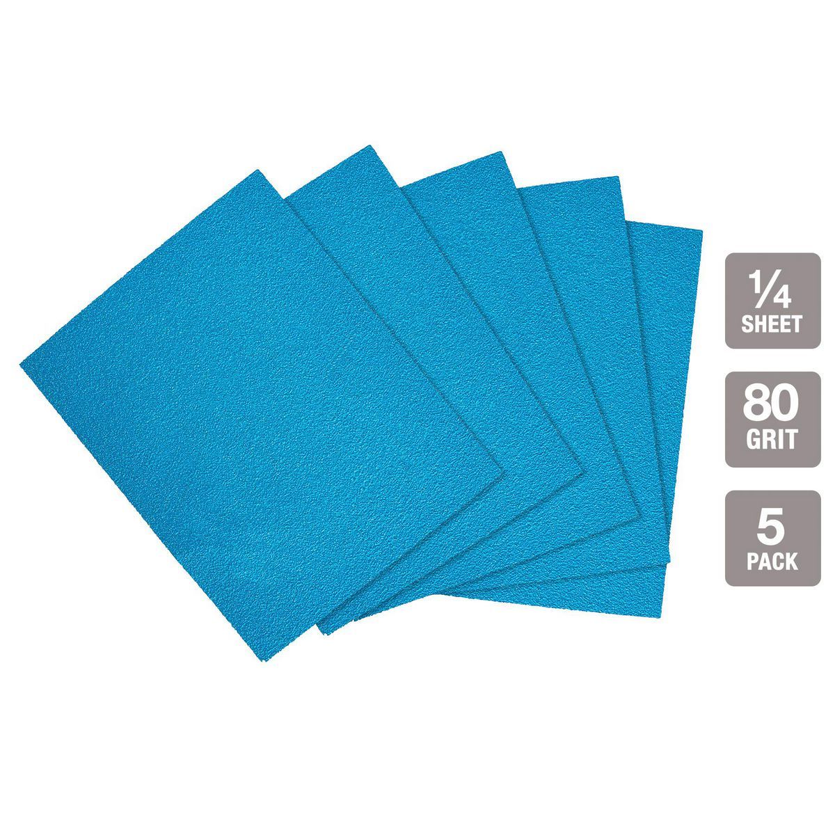 Hércules 4-1/2 in. x 5-1/2 in. 80 Grit 1/4 Hoja de lija con grano de alúmina cerámica, paquete de 5 - 58133