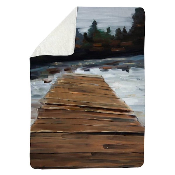 Begin Home Decor 60 x 80 in. Dock & Lake-Sherpa Fleece Blanket - 5545-6080-CO109
