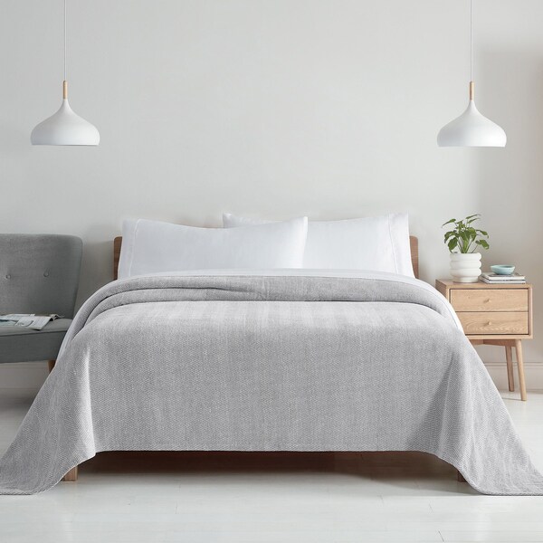 Monarch Brands Aston & Arden Chenille Blanket - Queen, Light Grey - P-BLT-CHN-QN-LG