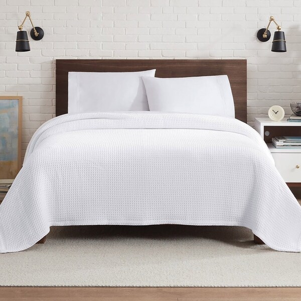 Monarch Brands Aston & Arden Waffle Blanket - Queen, White - P-BLT-WFL-QN-WH