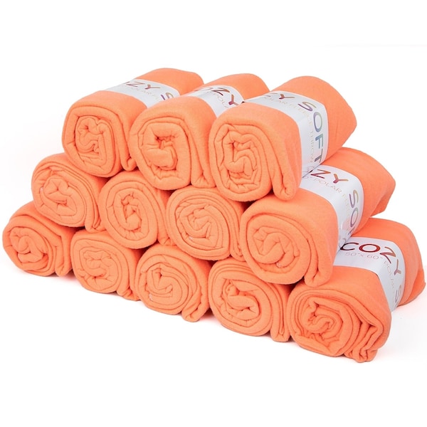 Monarch Brands Polar Fleece Throw, 50in x 60in , Coral, 12PK - FLC-PLR-5060-CO-CS