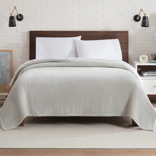 Monarch Brands Aston & Arden Waffle Blanket - Twin, Light Grey - P-BLT-WFL-TW-LG