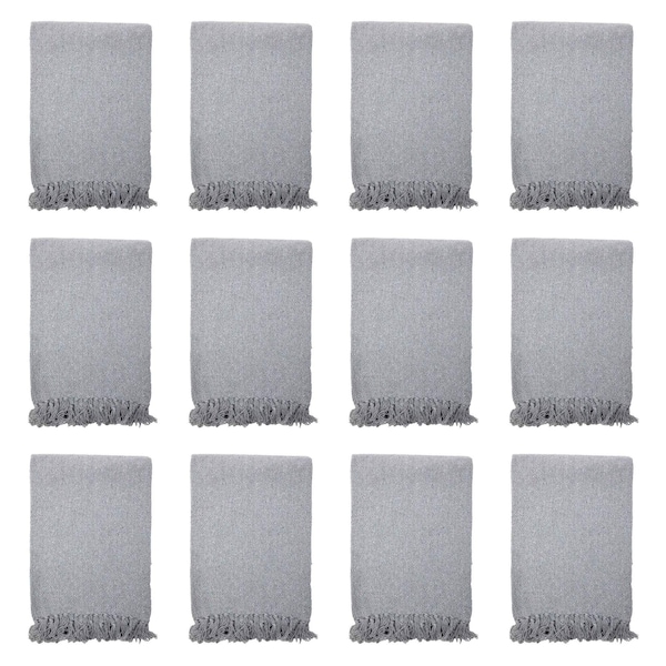 Monarch Brands Common Ground Throw Blankets, 50in x 70in, Patterned , Gray, 12PK - THROW-50X70-GY-CS