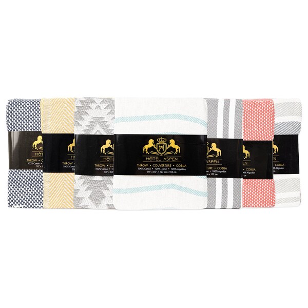 Monarch Brands Hotel Throws - 50in x 60in, Stripes - Assorted Colors, 18PK - HA-50X60-STP-CS