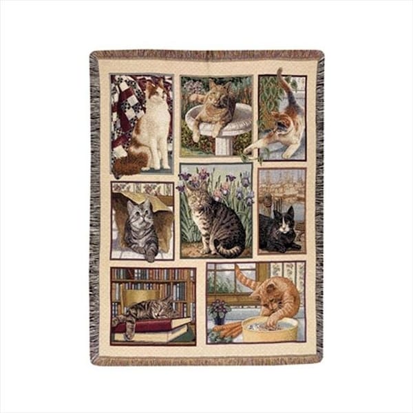H2H Kitty Corner Tapestry Throw Blanket Tapestry Throw Blanket Jacquard Woven Fashionable Design 60 X 47 in. - H298186