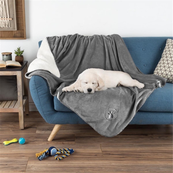 Daretocare Waterproof Pet Blanket with Soft Plush Throw Protects Couch & Chair, Gray - DA3239713