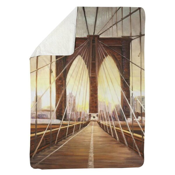 Begin Home Decor 60 x 80 in. Sunset on the Brooklyn Bridge-Sherpa Fleece Blanket - 5545-6080-CI346