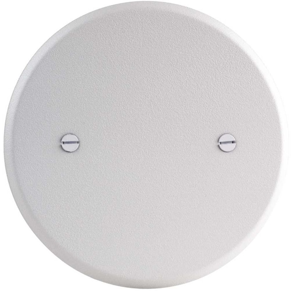 Commercial Electric 5 in. Metal White Textured Round Blank Flat Cover - TPMTRW-B