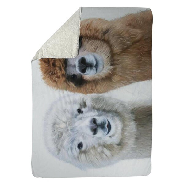 Begin Home Decor 60 x 80 in. Two Lamas-Sherpa Fleece Blanket - 5545-6080-AN470