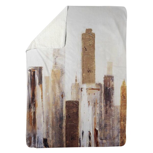 Begin Home Decor 60 x 80 in. Abstract Earthy Tones City-Sherpa Fleece Blanket - 5545-6080-CI137