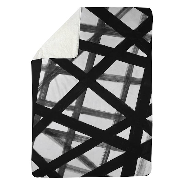 Begin Home Decor 60 x 80 in. Abstract Bold Lines-Sherpa Fleece Blanket - 5545-6080-AB31