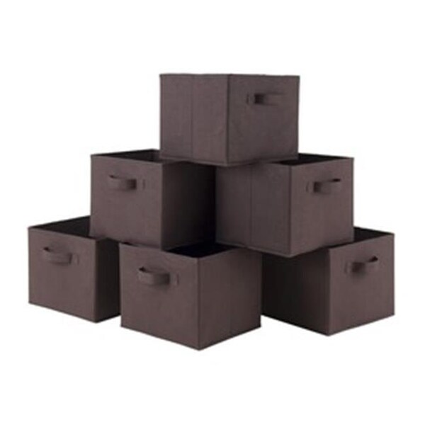 Winsome Trading Capri Set of 6 Foldable Chocolate Fabric Baskets - 38622
