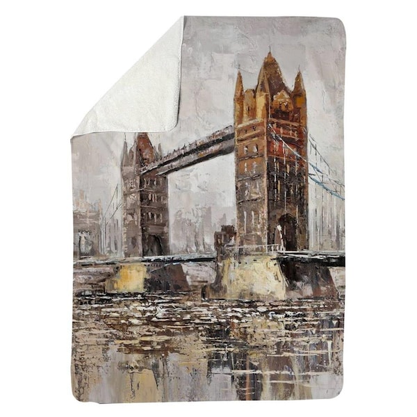 Kd Cuna 60 x 80 in. London Tower Bridge-Sherpa Fleece Blanket - KD2789962