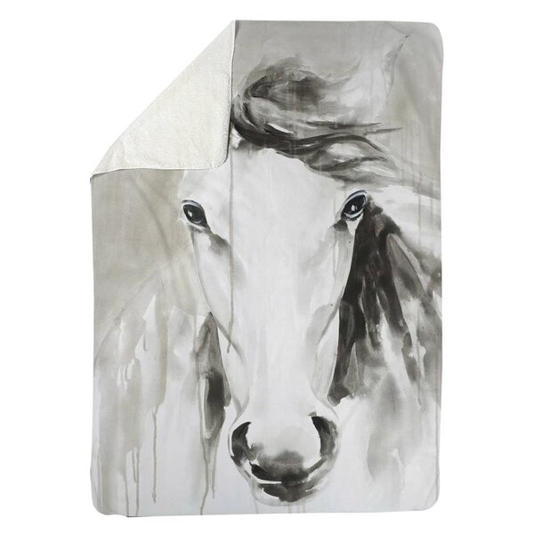 Kd Cuna 60 x 80 in. Beautiful Abstract Horse-Sherpa Fleece Blanket - KD2787954