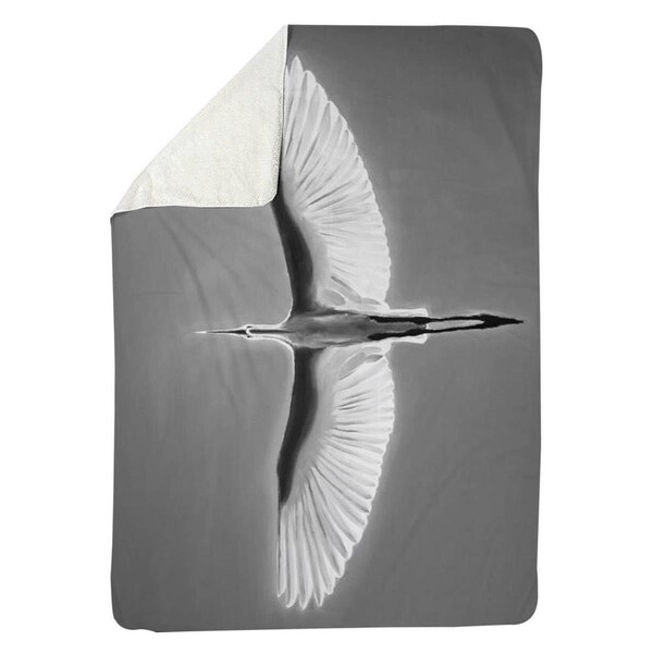 Kd Cuna 60 x 80 in. Great Blue Heron In Flight-Bird-Sherpa Fleece Blanket - KD2790006
